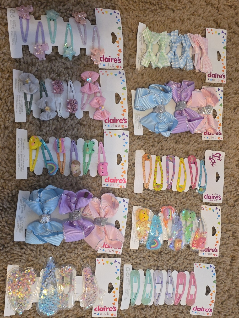 Claire's Lot Of 10 Packages Of Kids Hair Clip Sets - Brand NEW - 54 In All